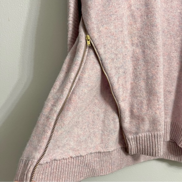 J. Crew 100% Wool Pink Lilac Sweater w Zipper Front Details Speckled Small - Picture 6 of 8